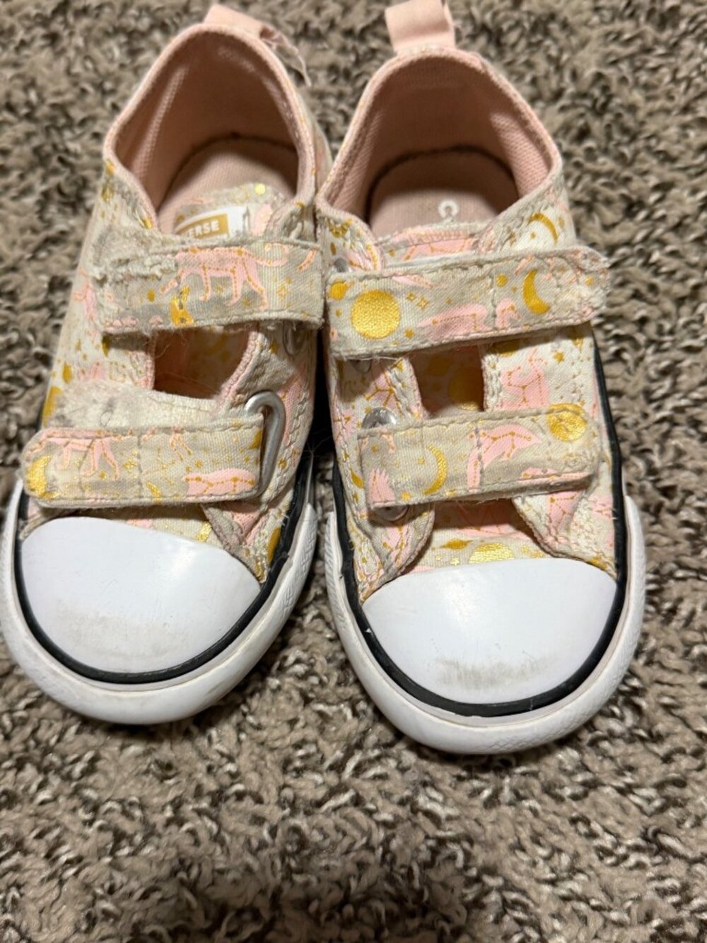 Converse Toddler Velcro Sneakers Dolphin and Moon Print sz 7